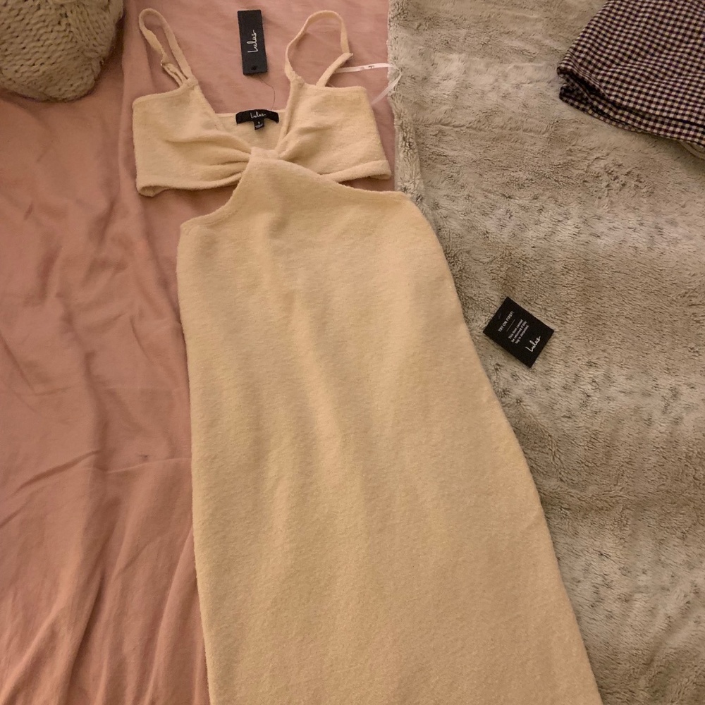 Lulus Cream Cutout Midi Dress